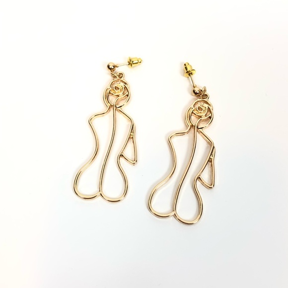 3/$15 New! Female Form Naked Lady Earrings Gold Tone - Picture 5 of 8